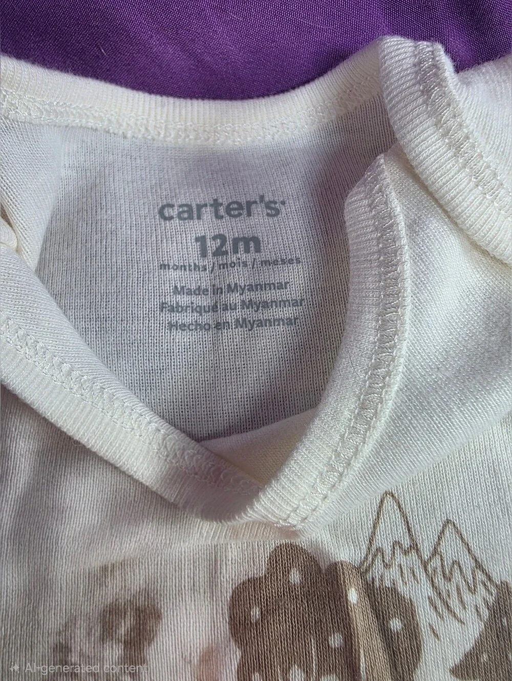 Carter's White Bear and Camp Graphic One-Piece- 12 Months